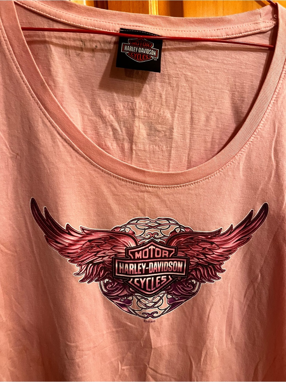 Harley Davidson Womens Pink T Shirt Cayman Islands Winged Logo Harley sz XL